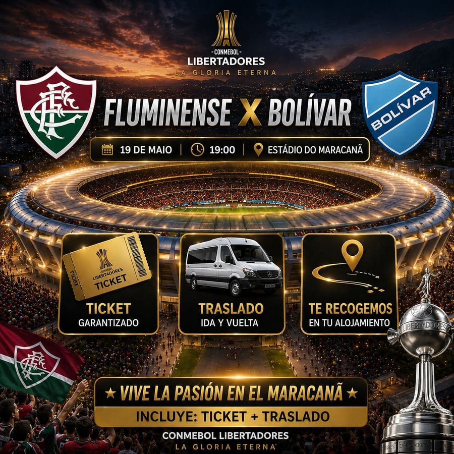 Viva uma experiência única no coração do futebol mundial ⚽🔥  Venha fazer parte de uma verdadeira festa no estádio mais icônico do Brasil e um dos mais famosos do mundo: o Maracanã. Conhecido como o templo do futebol, esse palco histórico já recebeu finais inesquecíveis, grandes ídolos e momentos que marcaram gerações.  Mais do que um jogo, você vai viver uma emoção indescritível, rodeado por milhares de torcedores, cantos apaixonados e uma atmosfera que só o Rio de Janeiro pode oferecer.  Com a M Tours, você aproveita tudo com total conforto e segurança: ✔️ Ingresso garantido ✔️ Transporte ida e volta ✔️ Buscamos você diretamente no seu hotel ✔️ Atendimento personalizado durante toda a experiência  Deixe-se envolver pela magia do Maracanã e viva o futebol de uma forma que você nunca imaginou.  Não perca essa oportunidade. Garanta agora sua vaga e venha viver esse espetáculo inesquecível! 🙌