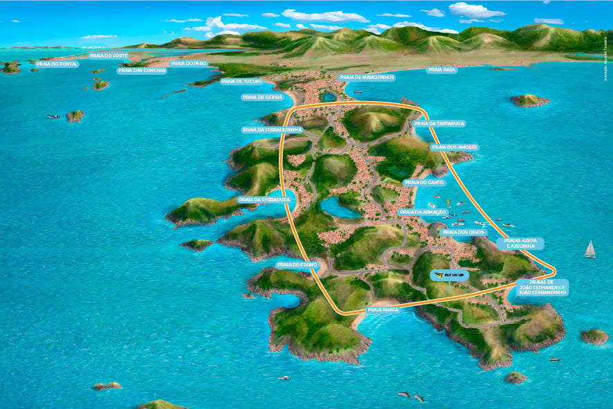 Mapa com descrição do roteiro