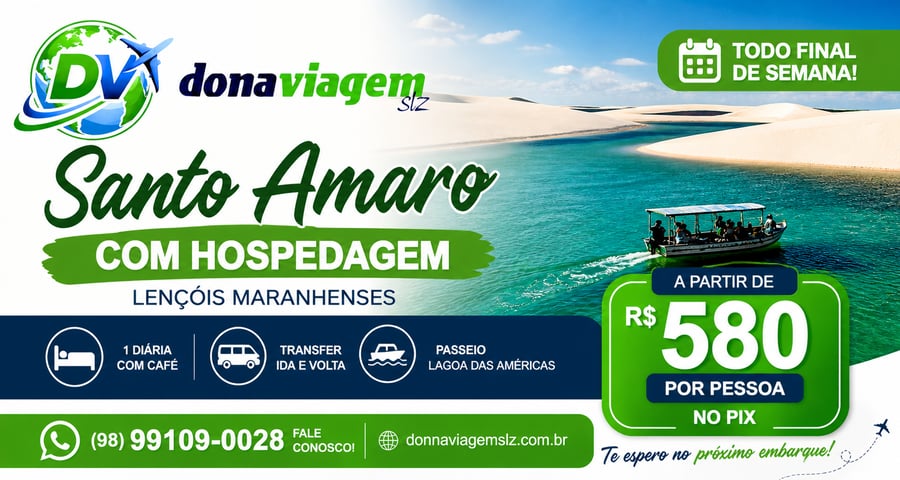 Santo Amaro com hospedagem  Nada de bate e volta… aqui você vive os Lençóis com calma