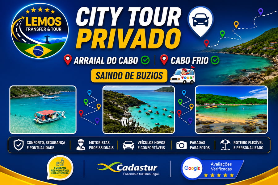 Transfer Privado Búzios ↔ Arraial do Cabo – Ida e Volta  Viaje com total conforto e segurança com nosso transfer privado de ida e volta entre Búzios e Arraial do Cabo. 🚐✨