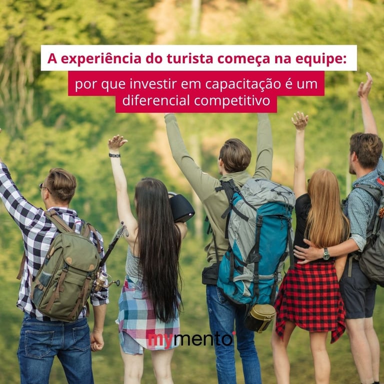 Equipe de turismo capacitada atendendo clientes durante um passeio