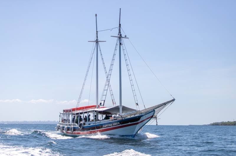 Navegue pelas águas da Baía de Todos-os-Santos apreciando um dos cenários mais bonitos da Bahia antes mesmo de chegar às ilhas.