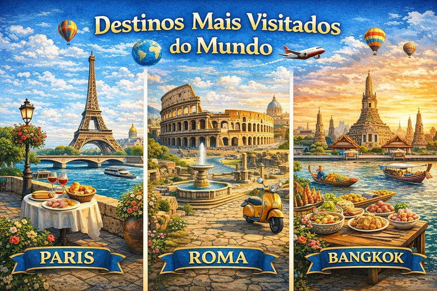 Destinos Mais Visitados do Mundo: Paris, Roma e Bangkok