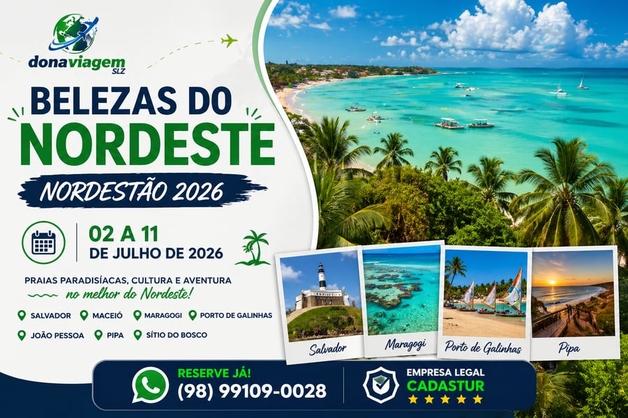 BELEZAS DO NORDESTE – NORDESTÃO 2026 📆 02 a 11 de julho de 2026