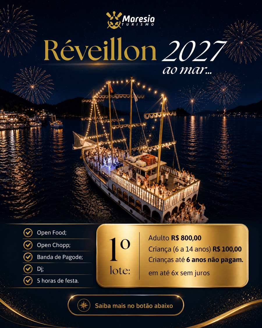 1º Lote: Réveillon Escuna Maresia 2027 — Viva a Virada em Alto-Mar!