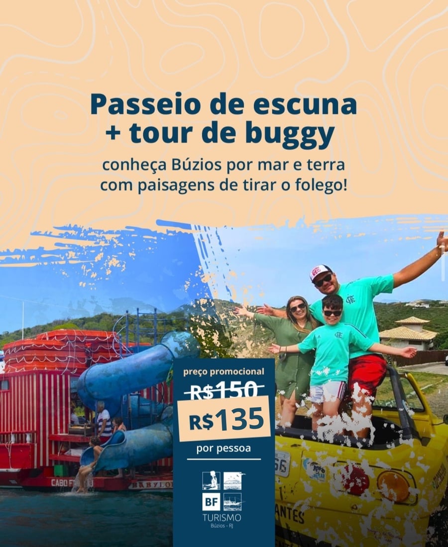 Pacote especial: Passeio de Barco + Tour de Buggy em Búzios