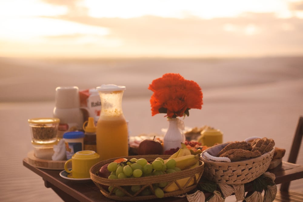 Café da manhã nos Lençóis Maranhenses