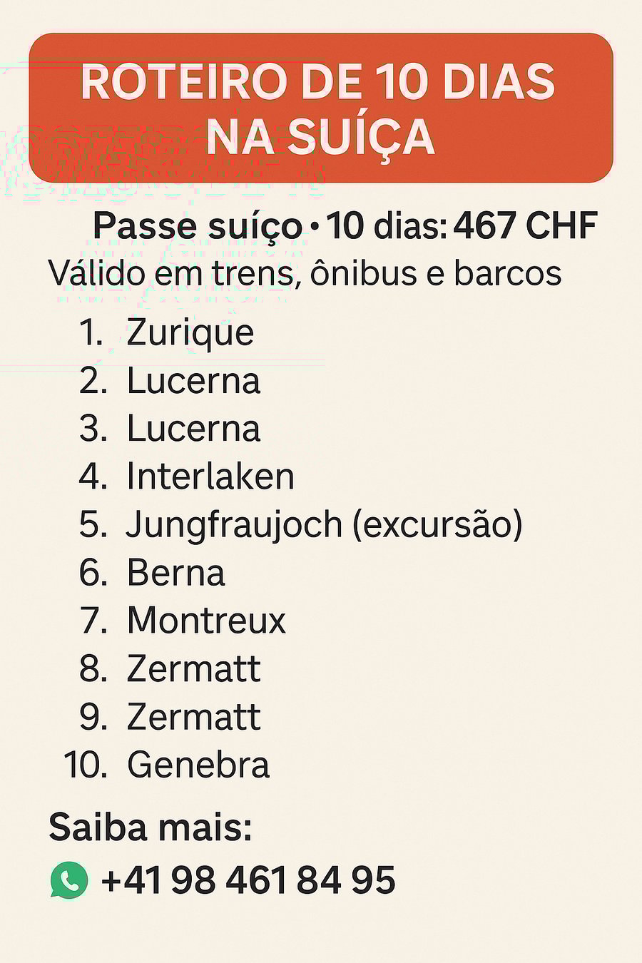 Guia Completo: Como Explorar o Melhor da Suíça em 10 Dias com o Swiss Travel Pass