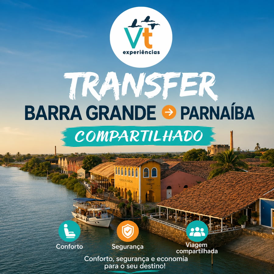Descubra uma forma confortável e segura de se deslocar entre Barra Grande e Parnaíba com o transfer compartilhado oferecido neste incrível serviço. Com saídas confirmadas a partir de 2 pessoas, você aproveitará todo o trajeto com comodidade e tranquilidade, sem se preocupar com os detalhes logísticos da viagem.  Desfrute de uma jornada panorâmica e repleta de paisagens deslumbrantes enquanto é levado de Barra Grande até Parnaíba em um trajeto repleto de belezas naturais e cenários únicos. Com um serviço orientado para o conforto dos passageiros, você poderá relaxar e aproveitar cada instante da viagem, seja sozinho, com amigos ou em família.  Garanta uma experiência inesquecível ao escolher o transfer Barra Grande a Parnaíba e tenha a certeza de que estará em boas mãos durante todo o percurso. Com motoristas experientes e veículos seguros, sua jornada será ainda mais prazerosa e memorável, permitindo que você se concentre exclusivamente em apreciar o caminho e se preparar para viver novas aventuras na região.