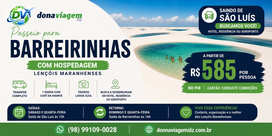 Passeio para Barreirinhas com Hospedagem – Saindo de São Luís