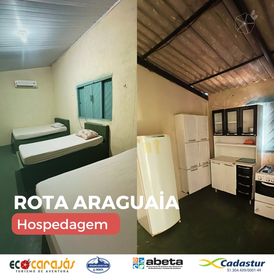 É possível contratar hospedagem com quarto para dormir e cozinha compartilhada.