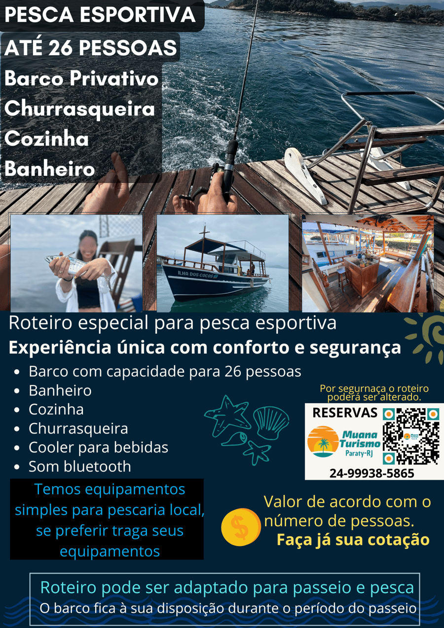 Pescaria Esportiva em Paraty Viva a emoção da pescaria esportiva em cenários paradisíacos! 