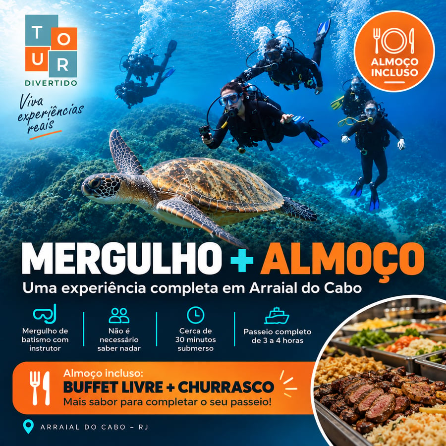 Passeio de Mergulho com almoço buffet livre + churrasco