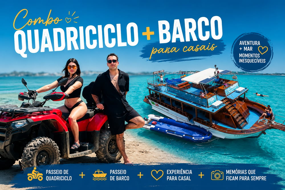 Combo para casal (Barco + Quadriciclo) em Arraial do Cabo
