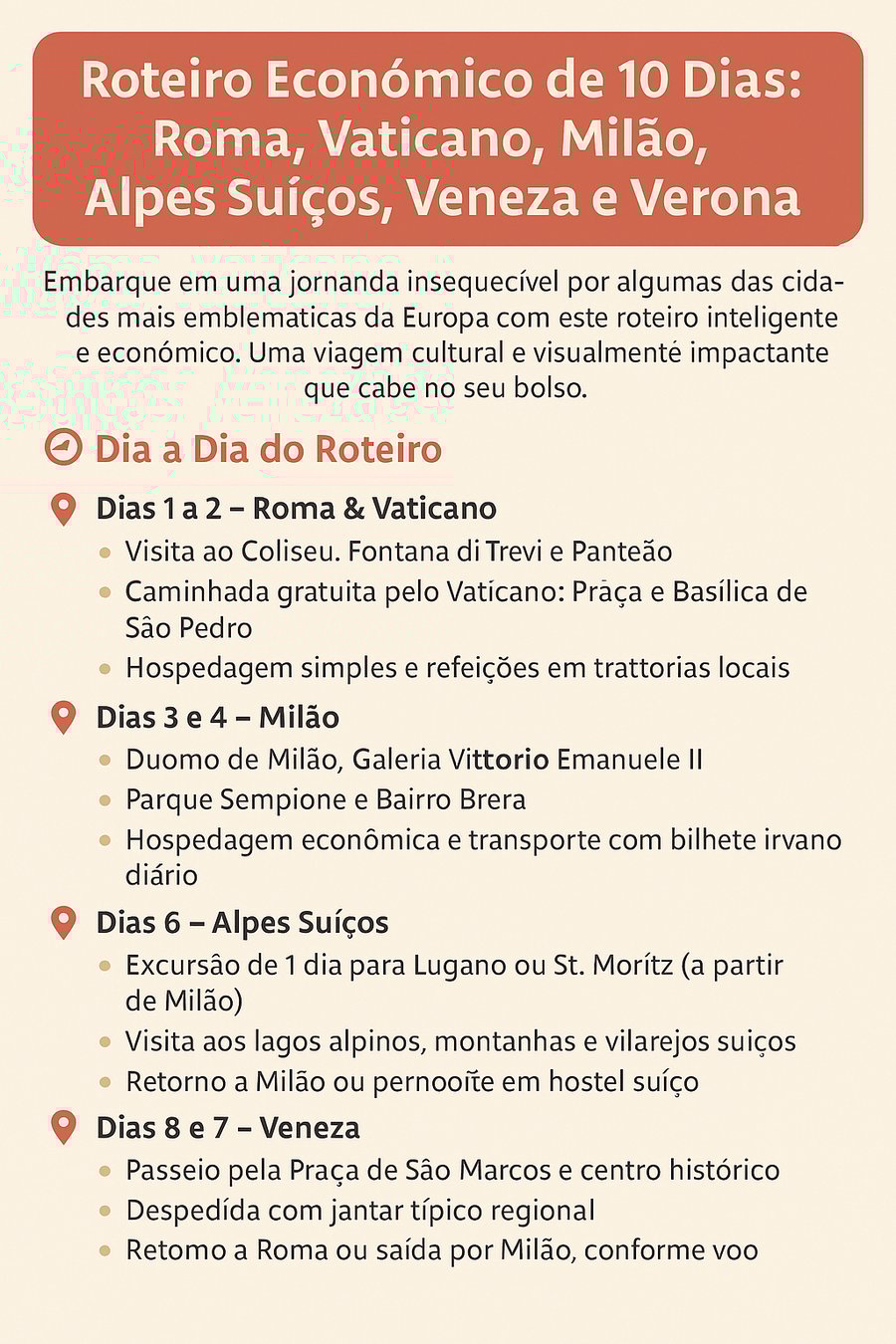 Roteiro de 10 Dias pelo Norte da Itália: Descubra Verona, História, Cultura e Belezas Naturais