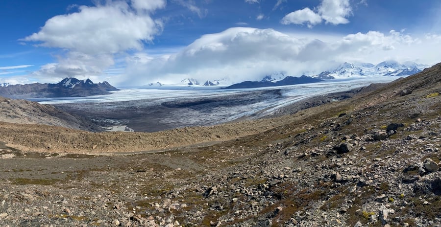 Vista do Paso del Viento para o Campo de Gelo Sul