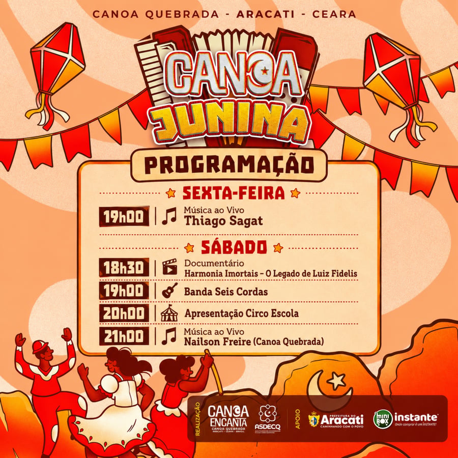 PROGRAMAÇÃO DO FINAL DE SEMANA DO CANOA JUNINA