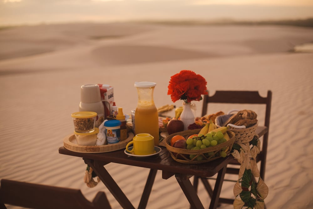 Café da manhã nos Lençóis Maranhenses