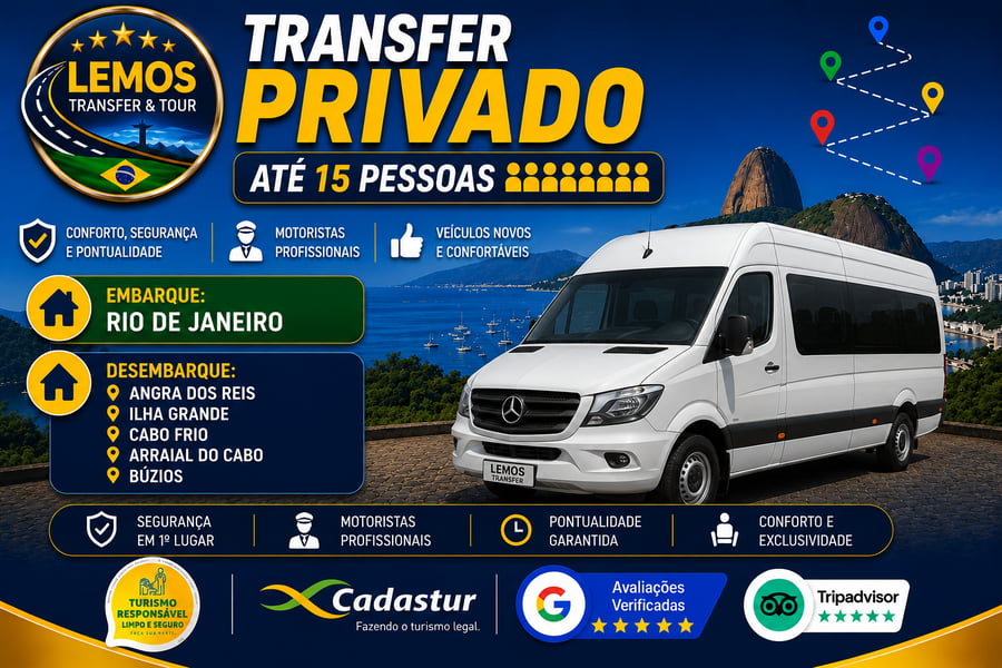 Transfer Privado – (para 7 passageiros)Desfrute de um transfer exclusivo com conforto e segurança. Serviço ideal para até 4 pessoas, com motorista profissional, pontualidade e suporte em tempo real. Reserve agora e comece sua viagem com tranquilidade!