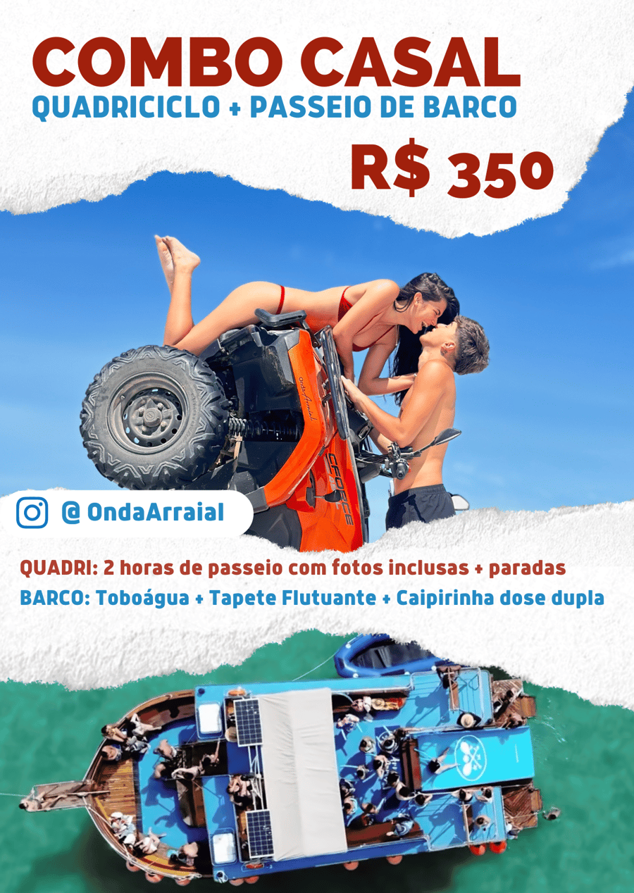 Combo para casal (Barco + Quadriciclo) em Arraial do Cabo
