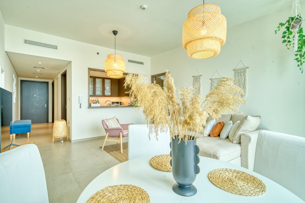 Dining table and open-plan living area