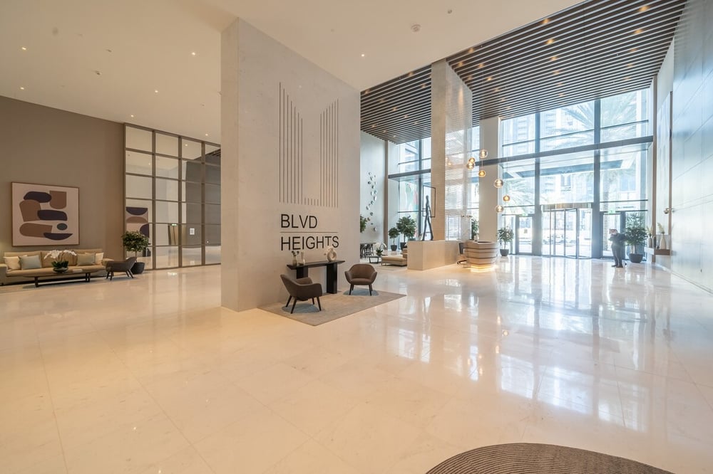 BLVD Heights building lobby entrance