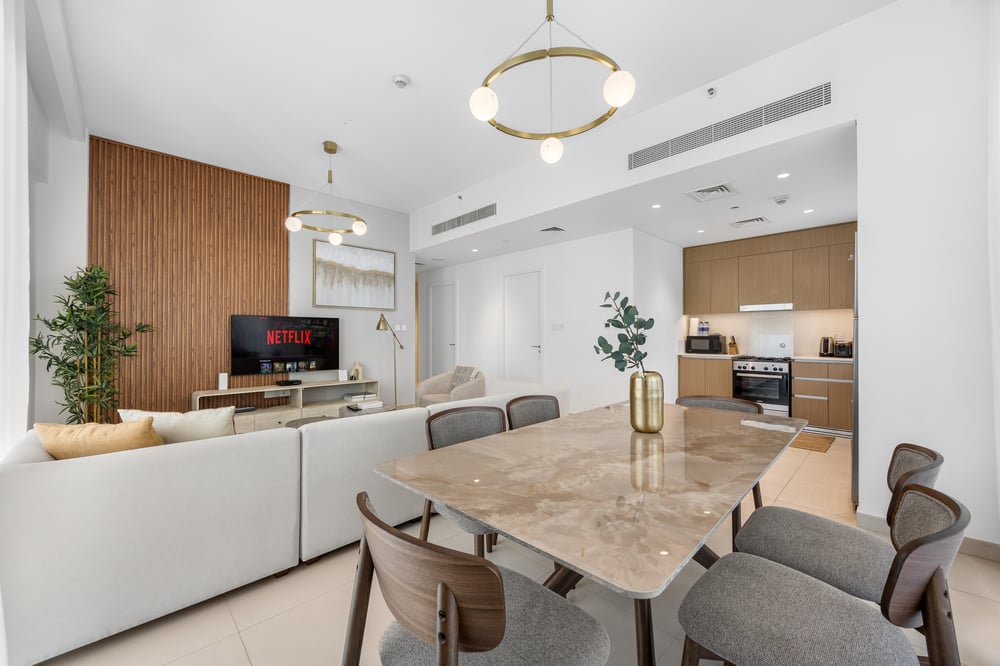 Open-plan living dining and kitchen area