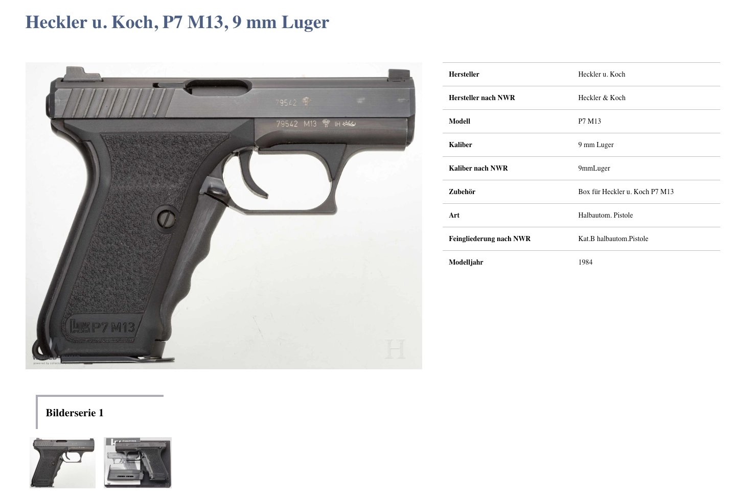 Heckler u. Koch, P7 M13, 9 mm Luger