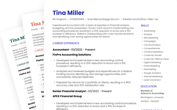 cv examples for 2025