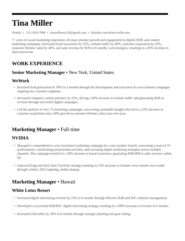 Traditional Resume Template 3