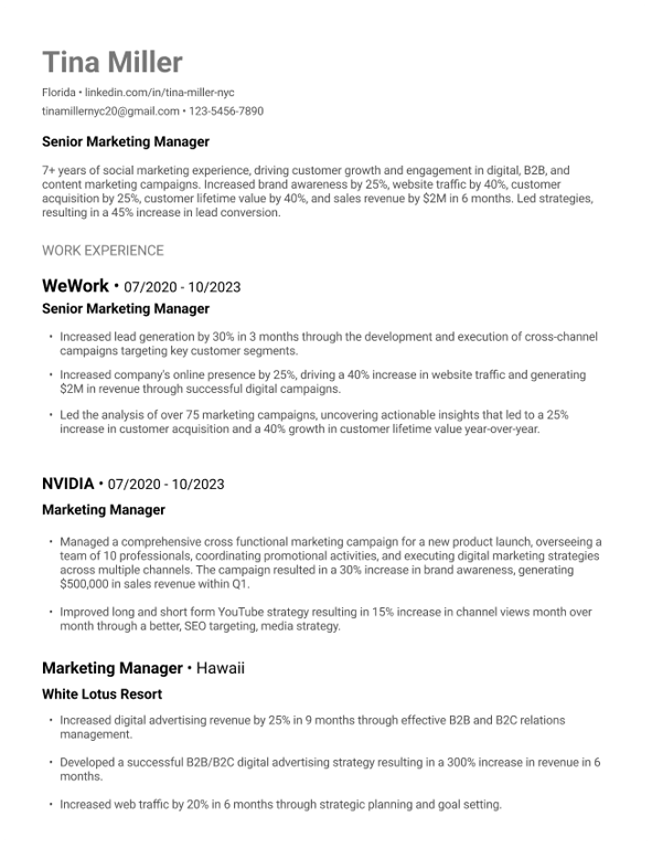 Simple Resume Template 1
