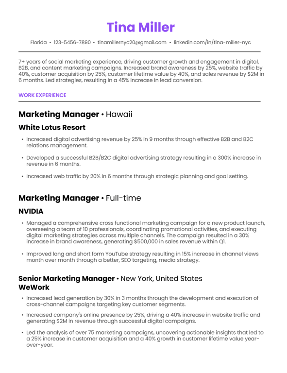 Reverse-Chronological Resume Template 1
