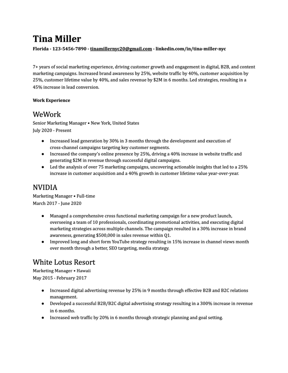 Google Docs Resume Template 3