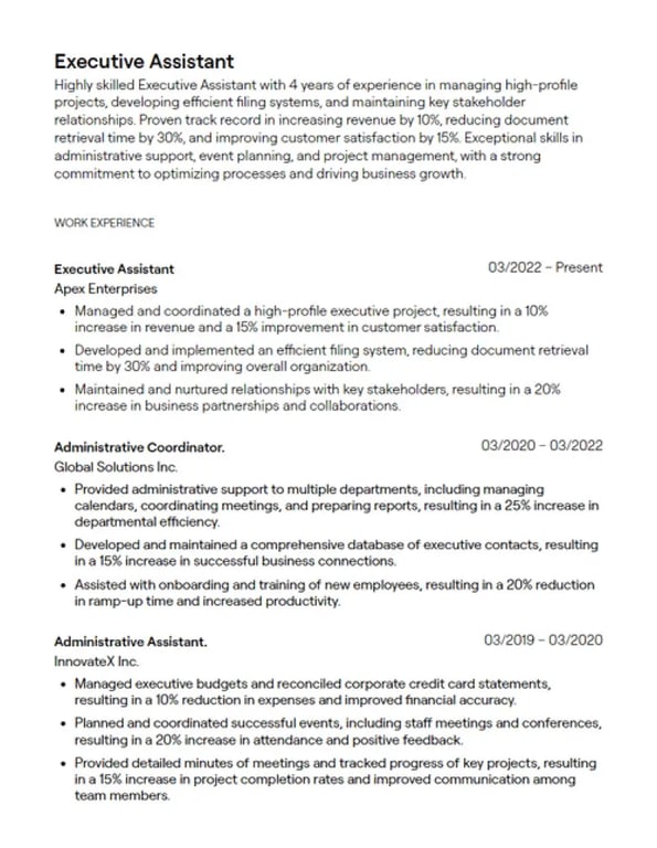 Executive Assistant Resume Template