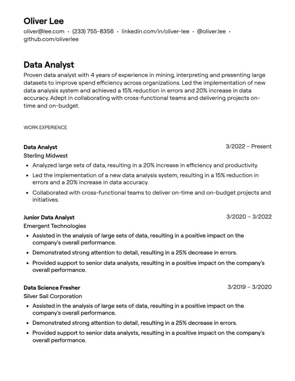 Data Analyst Resume Template