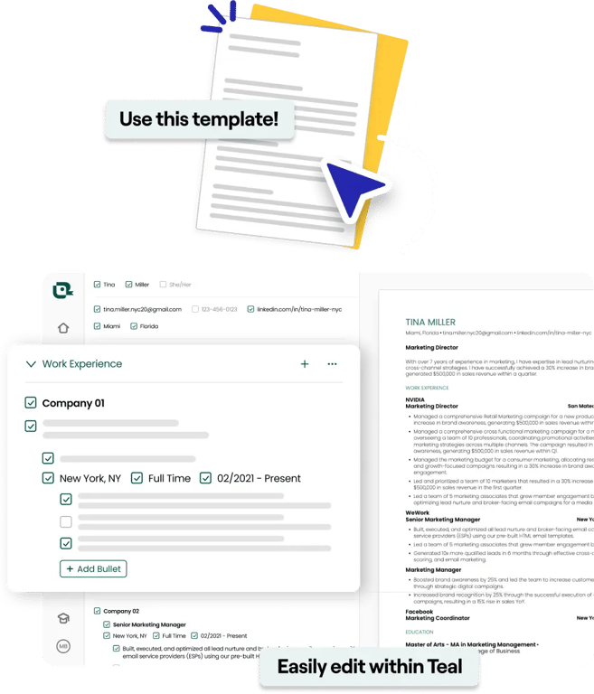Example of a free resume template