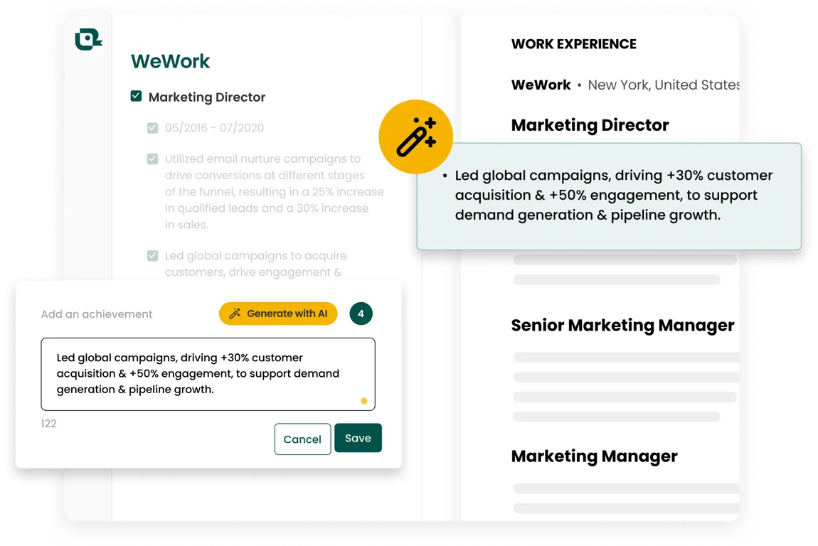 Accelerate your search with the AI resume builder