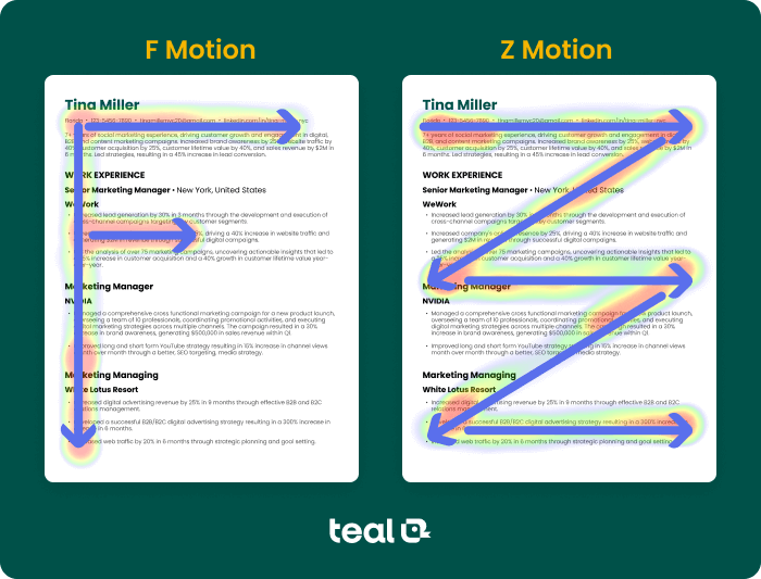 Recruiter resume review read pattern