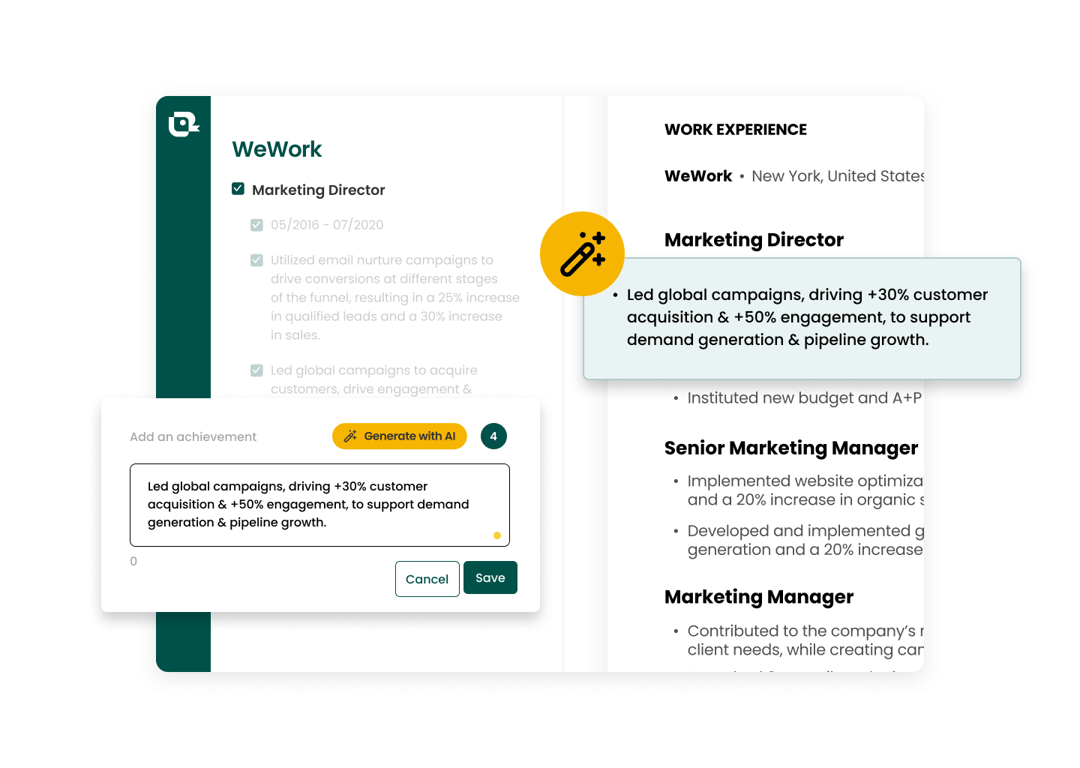 You can write professional achievements with AI using Teal
