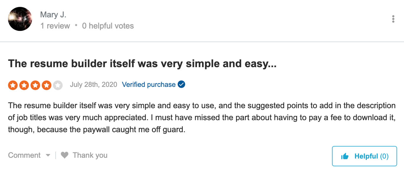 4-star LiveCareer Sitejabber review