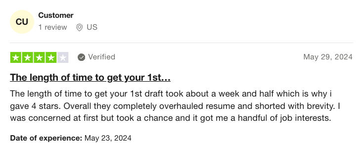 4-star review of TopResume
