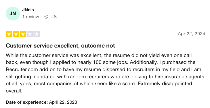 3-star review of TopResume