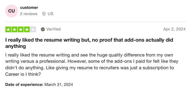 4-star review of TopResume