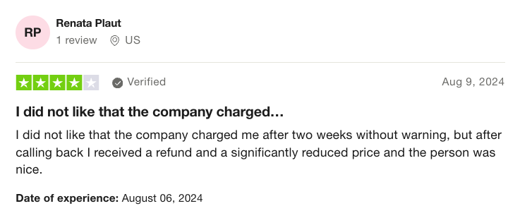 4-star Resume Now review on Trustpilot
