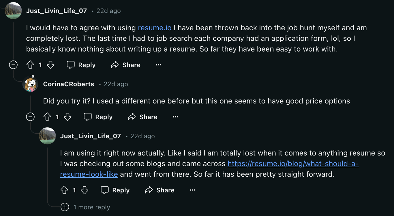 These commenters like Resume.io’s templates and ATS optimization options