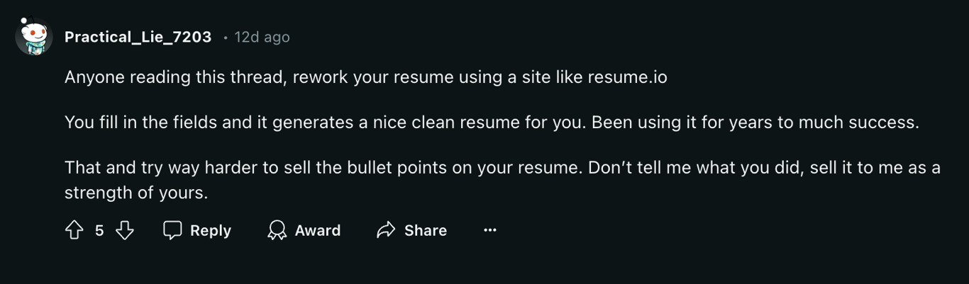 This review on Reddit claims this service generates a nice, clean resume