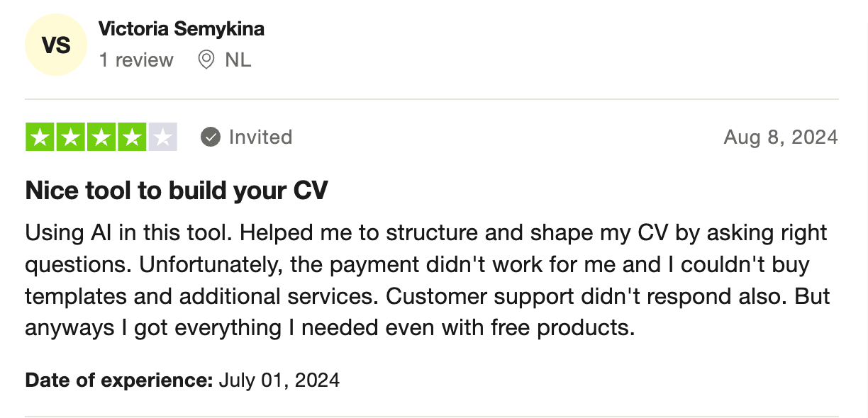 This person couldn't contact support regarding a glitch in payment, but got everything they needed for free