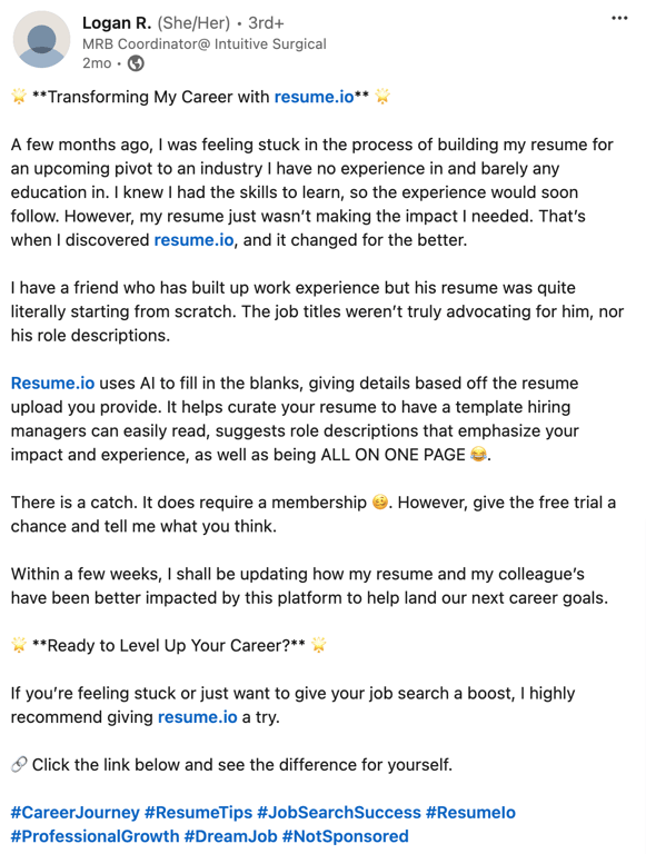 This person’s career transformed with the help of AI and easy to read resume templates