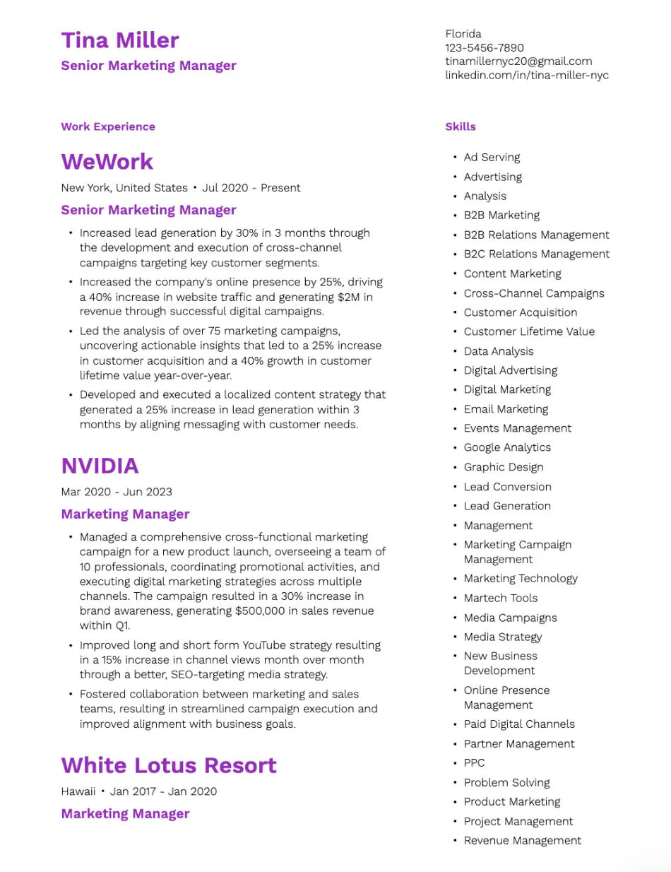 Violet Precision Resume Template