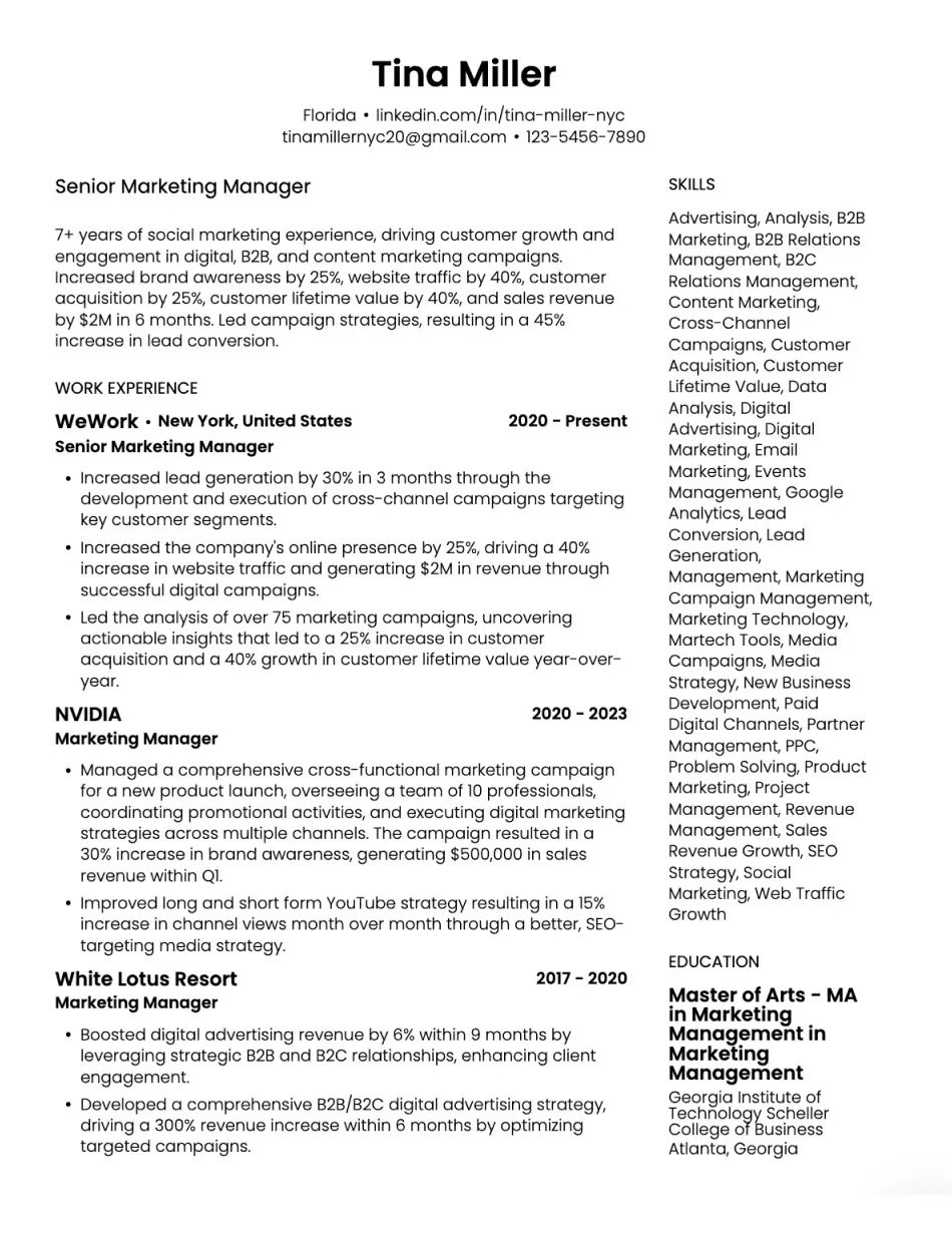 Sleek Professional Condensed Resume